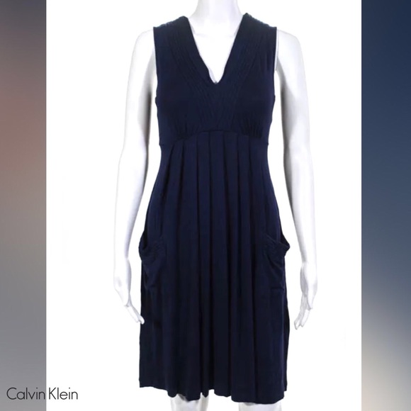 calvin klein black v neck dress
